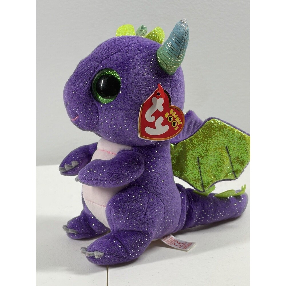 DAPHNE the Purple Dragon - Ty 6" Beanie Boos Glitter Eyes -with Tags
